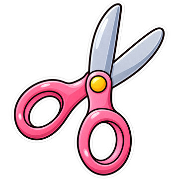 Pink school scissors isolated illustration