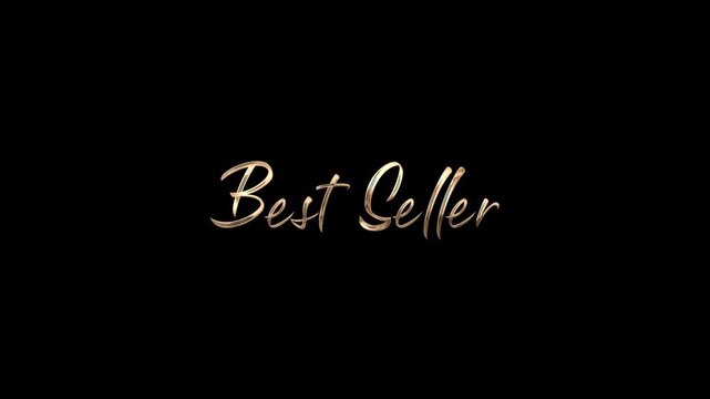 Elegant golden script lettering of 'Best Seller' on a deep black, minimalist background, ideal for premium product promotion, retail success recognition, or high-value merchandise campaigns