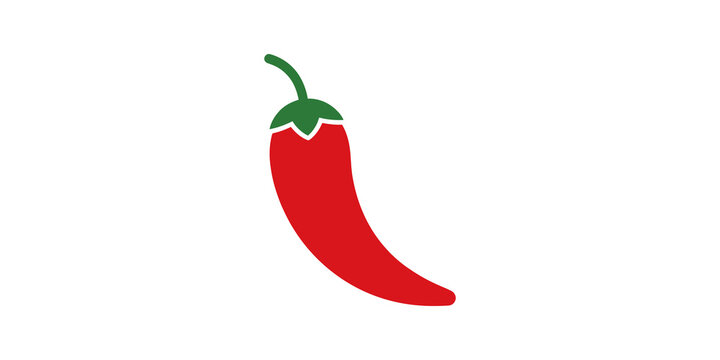 Red chili pepper flat icon for spicy food and restaurant menu decor.