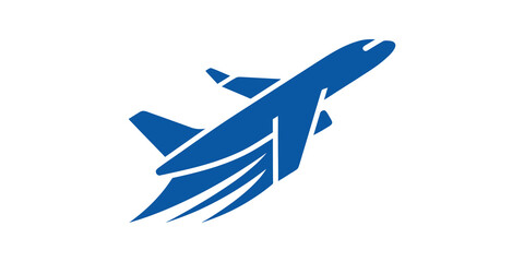 Blue airplane taking off with motion speed lines for travel themes. ©  شفافة خلفية