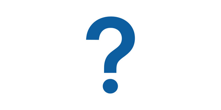 Dark blue question mark symbol for help support and faq information.