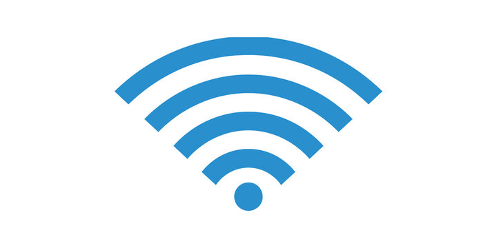 Blue wifi signal icon on transparent background for network concepts.