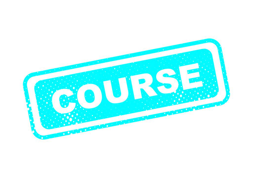 Blue course stamp with text isolated on white background illustration