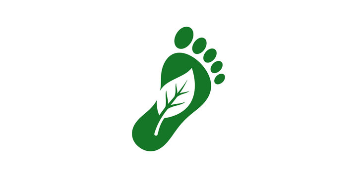Green leaf footprint icon representing ecology sustainable nature conservation.