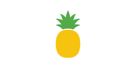 Fototapeta premium Pineapple fruit with green leaves yellow body simple organic food icon.
