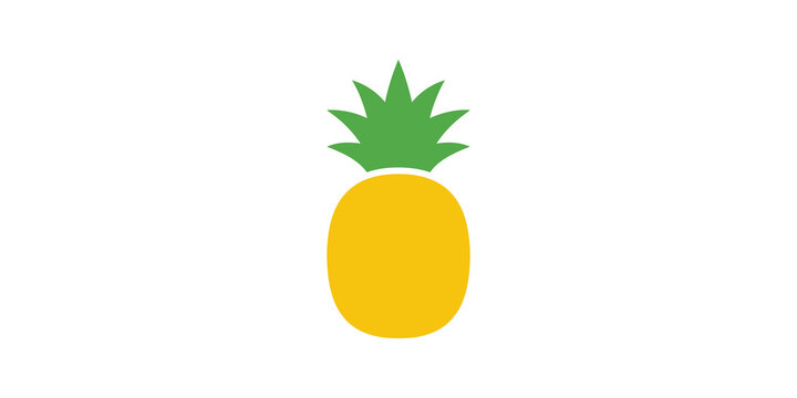 Pineapple fruit with green leaves yellow body simple organic food icon.