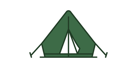 Green camping tent icon features simple lines for outdoor travel designs. ©  图像