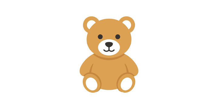 Brown teddy bear icon with cute features for children toy shop designs.