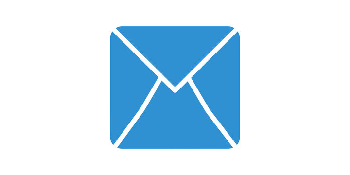 Blue envelope flat icon for digital communication and web email design.