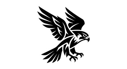 Fototapeta premium Stylized Black Falcon Bird of Prey in Flight.