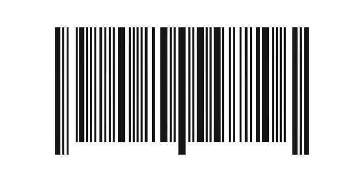 Barcode scanner label black flat design for product retail price check.