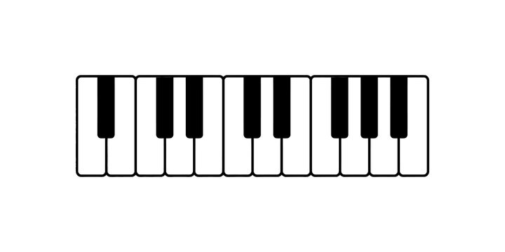 Piano keyboard keys graphic for musical performance and audio production.