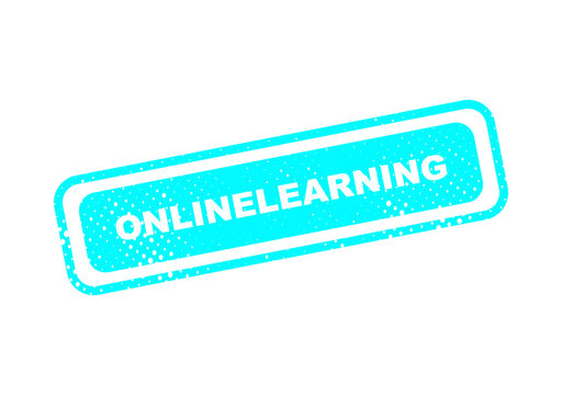 Cyan online learning badge with glitter effect illustration