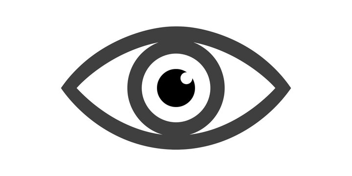 Human eye silhouette icon featuring simple dark grey minimalist design.