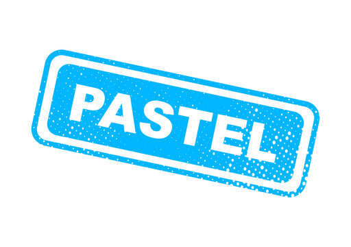Blue pastel text stamp with dotted border illustration