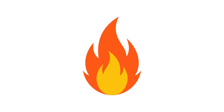 Orange and yellow flame icon for fire symbol and dangerous heat warning.