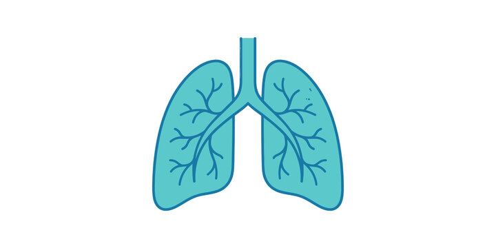Human lung icon in blue for medical health research and respiratory care.