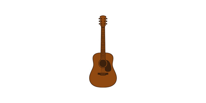 Brown acoustic guitar flat icon isolated on transparent background design.