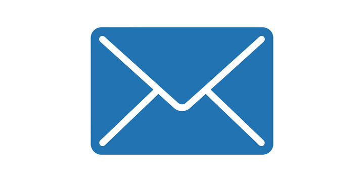 Blue mail envelope flat icon for digital communication and message system.