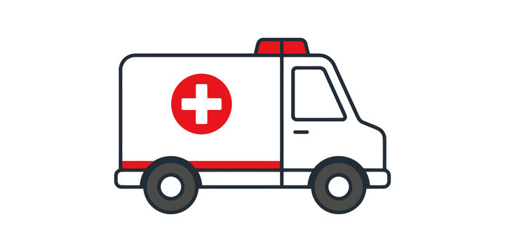 Emergency ambulance van icon featuring red cross for healthcare service.