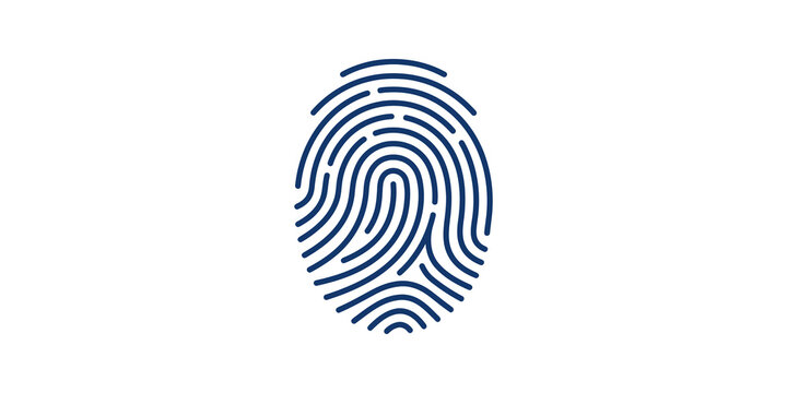 Fingerprint digital identity icon in blue for secure biometric scanners.