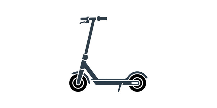 Dark grey electric scooter isolated graphic for urban transport mobility.