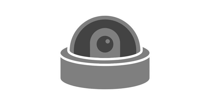 Dome security camera gray flat icon for professional video surveillance.