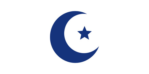 Blue crescent moon with star icon representing religious spiritual symbol. ©  图像