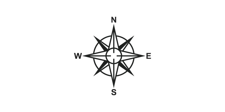 Compass rose icon with black star shape for navigation mapping interface.
