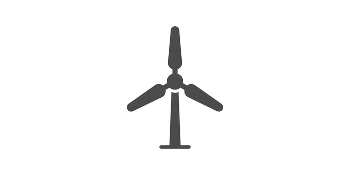 Single wind turbine generator flat icon dark grey for green energy use.