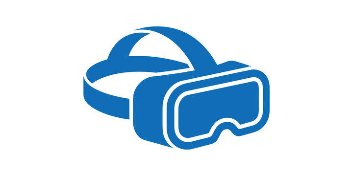 Virtual reality headset blue flat icon for immersive technology concepts.