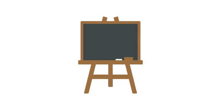 Chalkboard easel brown frame school supply icon for educational purposes.