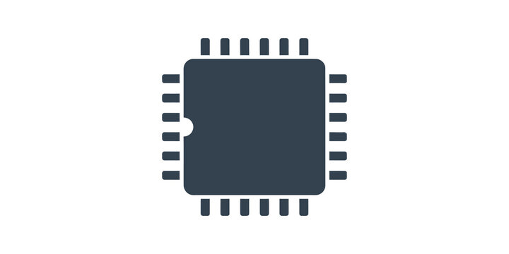 Microchip processor icon blue computing technology electronic circuit board.