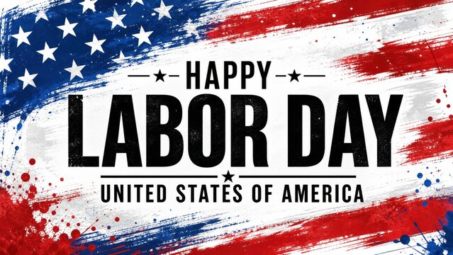 Happy labor day greeting card with american flag design