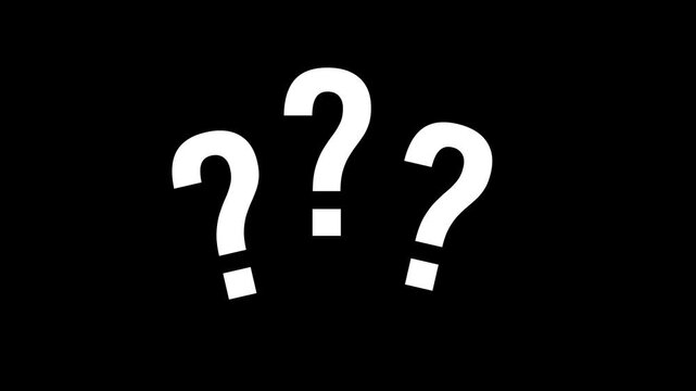 White animated question marks on a black background 4K video .Animated question marks on black background, minimalist concept for faq and problem solving help support