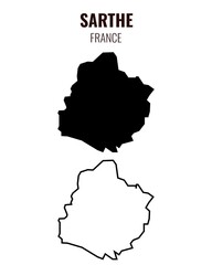 Obraz premium Sarthe map vector illustration set, French department silhouette and outline map