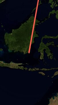 Vertical animated map route from Taipei to Bali