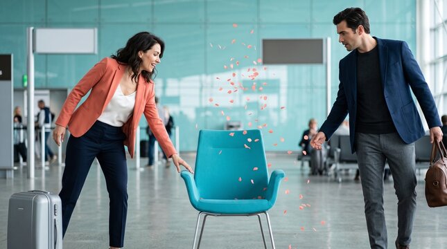 Traveler reaches for an open chair during overbooking