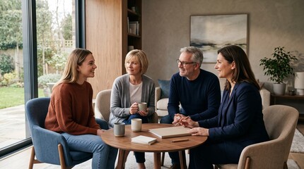 Fototapeta premium Family at a calm funeral planning consultation
