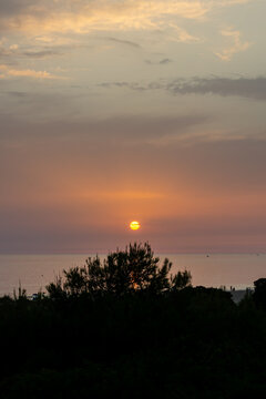 sunset on La Barrosa beach in Sancti Petri, Cadiz, Spain
