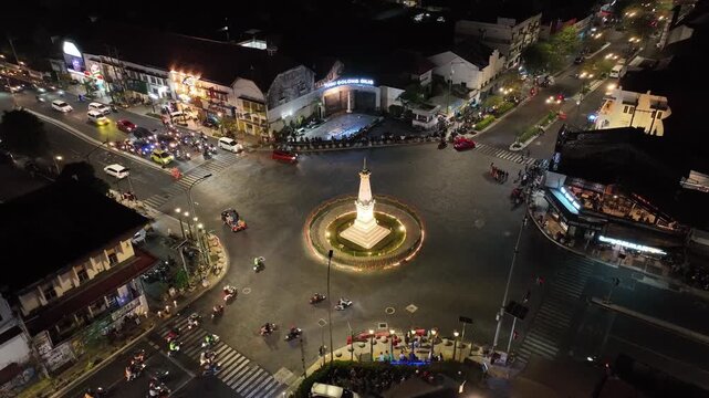 Tugu Jogja Aerial Night View