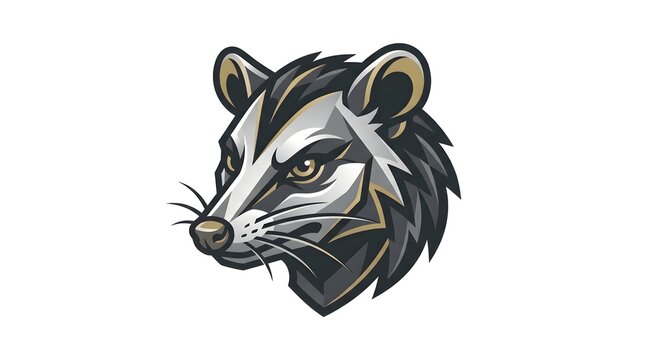 Stylized Opossum Mascot Head Vector Illustration