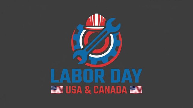 Labor Day Celebration Graphic Featuring Construction Tools and Gear