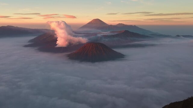 Timelapse of Bromo volcano at sunrise