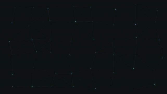 Cyan blue node field shifting over dark background seamless loop