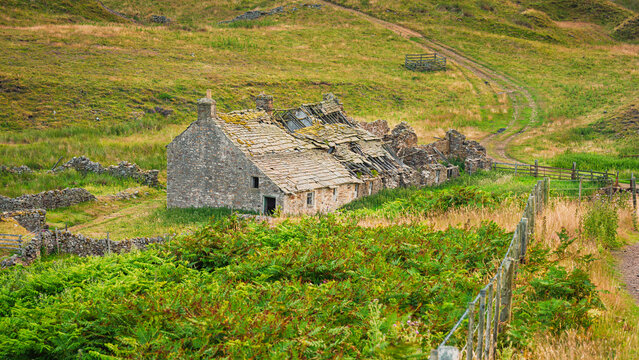 Historic Wolf Cleugh remains at Rookhope, in the North Pennines a landscape of sweeping  moorlands, renowned for vast open skies, winding rivers and historic stone buildings in a National Landscape