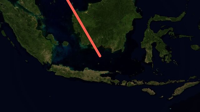 Landscape animated map route from Chiang Mai to Bali