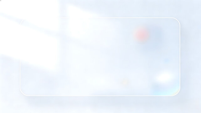 White rounded rectangle frame on light blue gradient background with soft bokeh highlights
