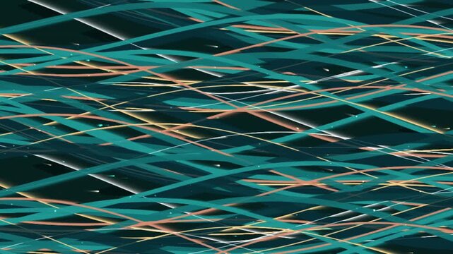 Abstract flowing lines create dynamic background with glowing particles motion.