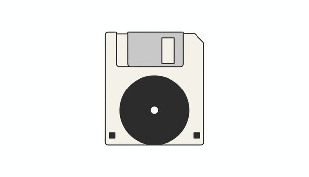 Vintage floppy disk illustration representing retro computer technology and classic digital data storage.